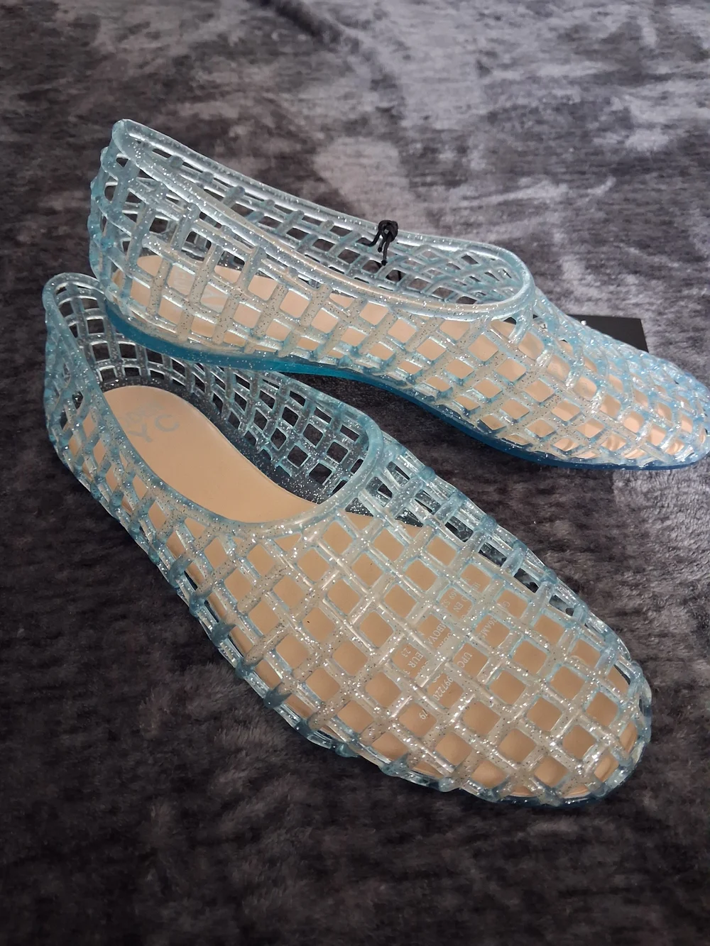 NWT Madden NYC Blue Glitter Jelly Shoes Slip-On  Flats Closed Toe Girls Size 4